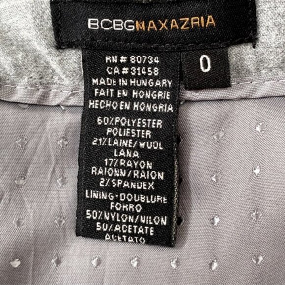 BCBGMaxAzria wool blend gray tiered ruffled lined mini skirt. Women’s size 0 - Picture 7 of 9